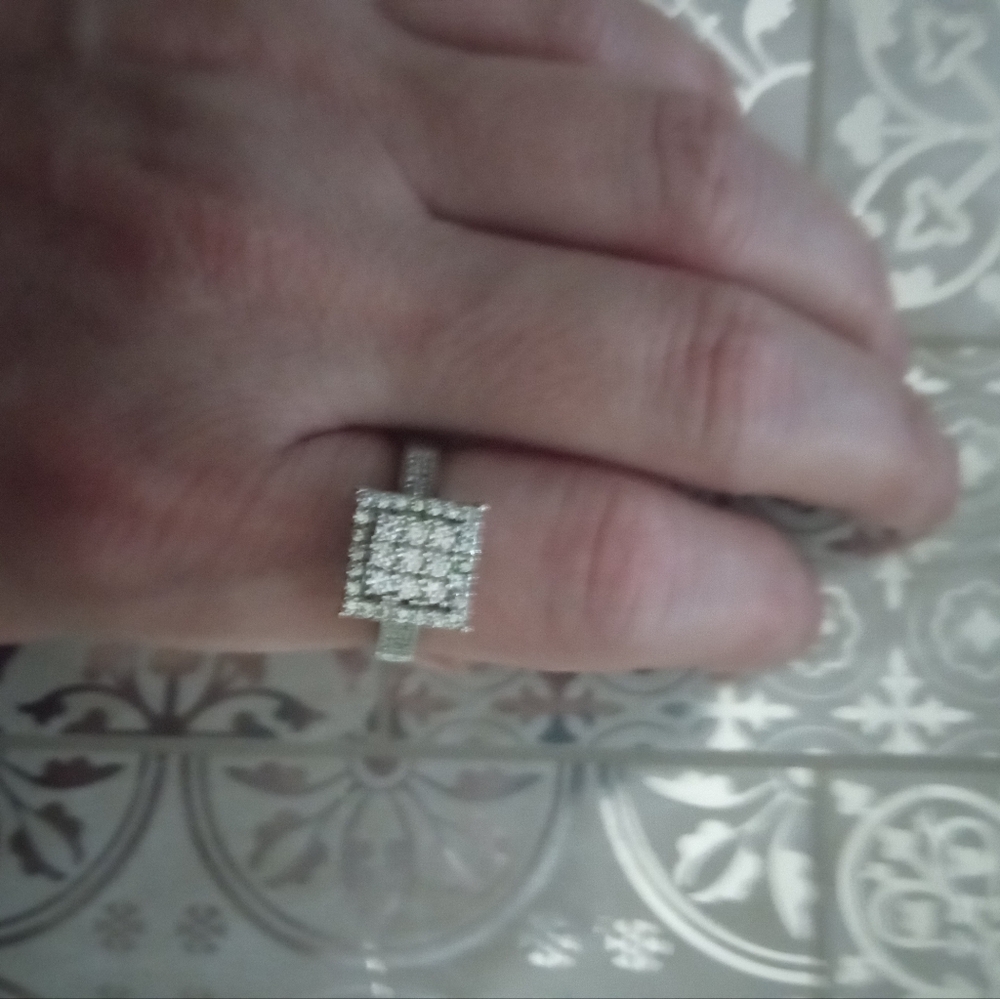 925 White Gold Princess Cut Diamond Engagement Ring